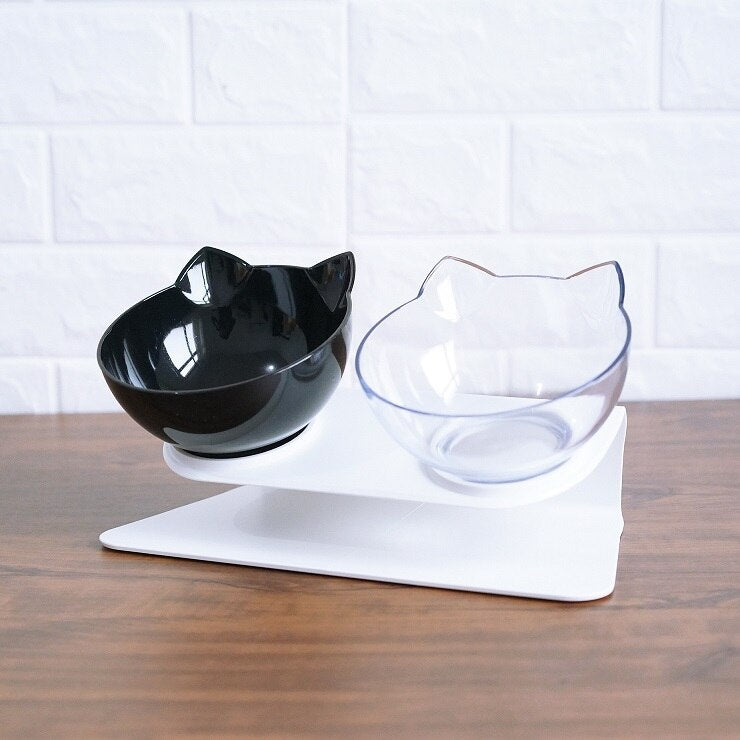 Tilted No-Slip Elevated Double Bowl – Cozier Eating for Pets
