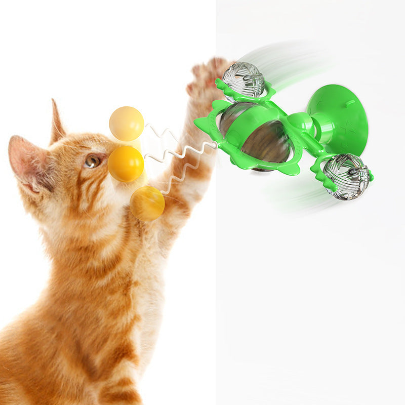 Spin & Snack: Suction Pinwheel Treat Toy for Cats