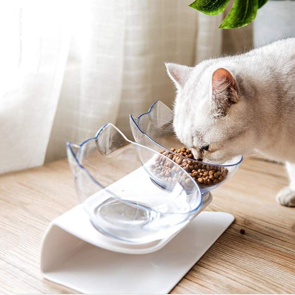 Tilted No-Slip Elevated Double Bowl – Cozier Eating for Pets